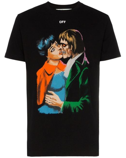 Off-White c/o Virgil Abloh 'Kiss' T-Shirt mit grafischem Print in Black für Herren