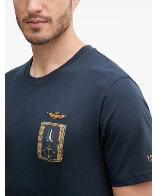 Aeronautica Militare Blue Logo-Print T-Shirt for men