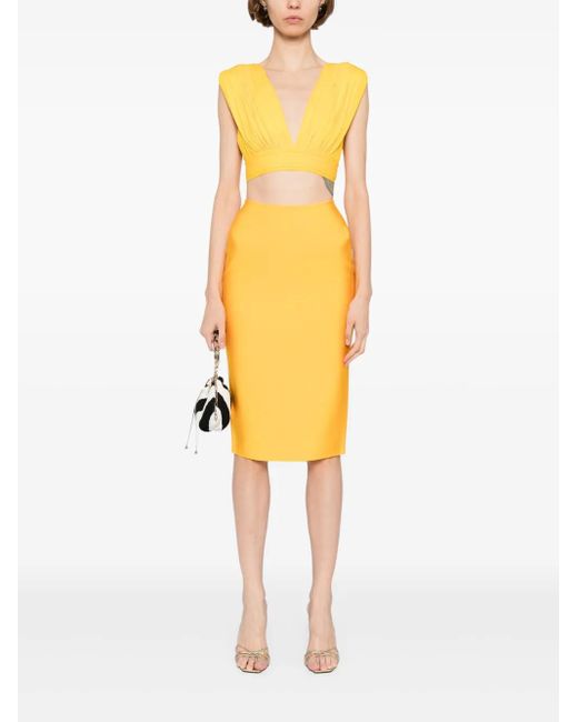 Hervé L. Leroux Yellow Ruched Top