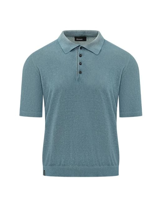 AROVESCIO Blue Short-Sleeve Knit Polo Shirt for men