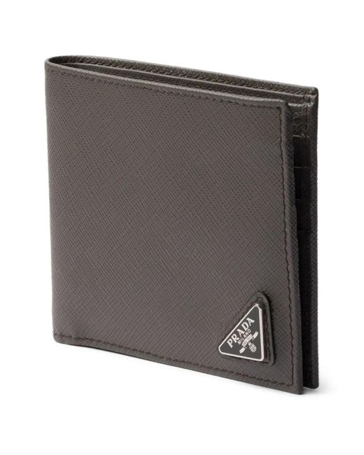 Prada Gray Textured Bifold Wallet for men