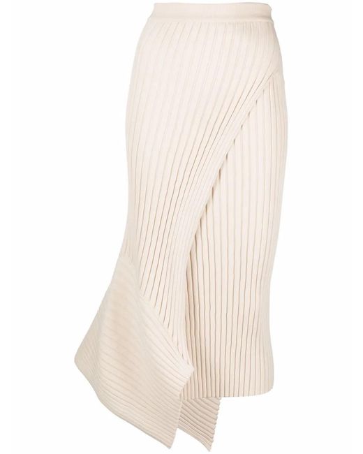Stella McCartney White Asymmetric Ribbed-Knit Wrap Skirt
