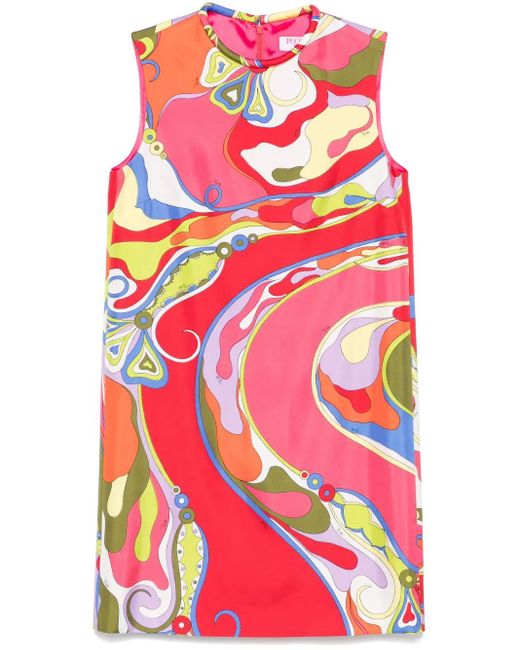 Emilio Pucci Zijden Mini-Jurk Met Orchidee-Print in het Pink