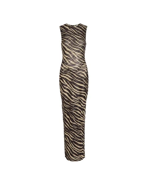 Ronny Kobo White Krisa Zebra-Print Maxi Dress