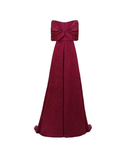 Gemy Maalouf Red Plunging V-Neck Maxi Dress