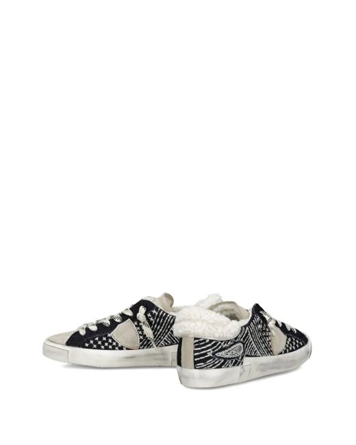 Philippe Model Gray Shearling-Trim Sneakers