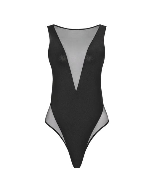 Maison Close Black Minuit Sheer V-Neck Swimsuit