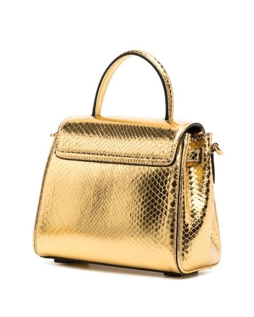 Versace Metallic Small La Medusa Python-Effect Tote Bag