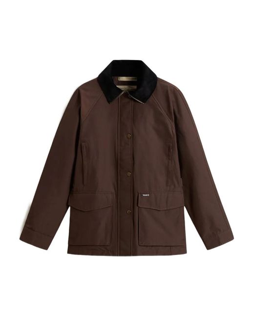 Giacca Con Collo di Woolrich in Brown