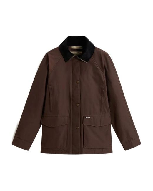 Giacca Con Collo di Woolrich in Brown