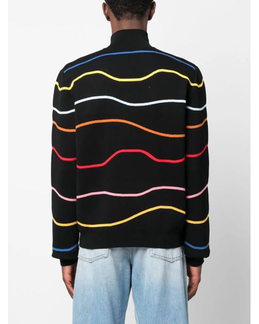 Marni Black Stripe-Pattern Cotton Cardigan for men