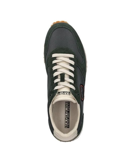 Napapijri Green Nova Logo-Patch Sneakers for men