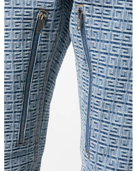 Givenchy Blue Straight Cut Light Denim Trousers With Zip For By for men