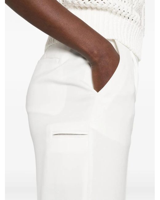 Peserico White Side-Pocket Cropped Trousers
