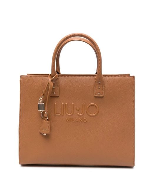 Liu Jo Brown Embossed-Logo Tote Bag