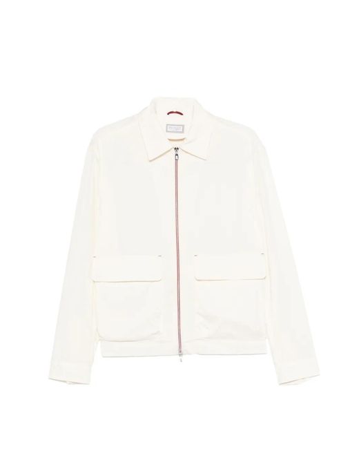 Brunello Cucinelli White Water-Resistant Blouson Jacket for men