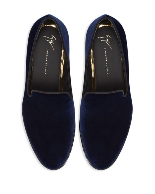 Giuseppe Zanotti Blue Gatien Velvet-effect Loafers for men