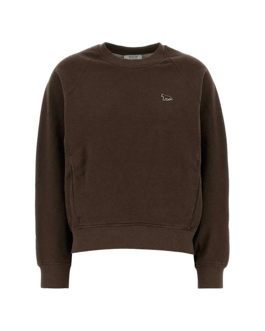 Maison Kitsuné Brown Logo-Embroidered Long-Sleeve Sweatshirt