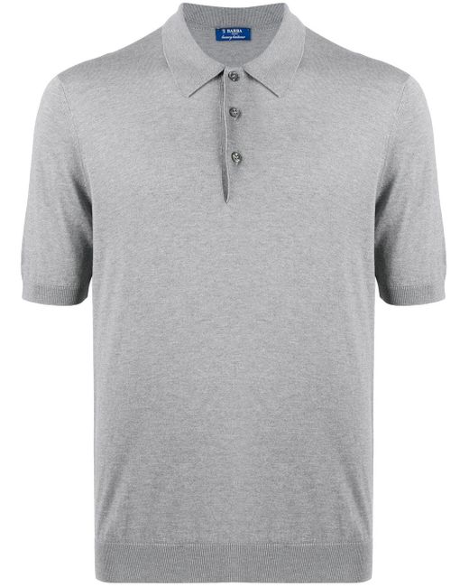 Barba Napoli Gray Knitted Polo Shirt for men
