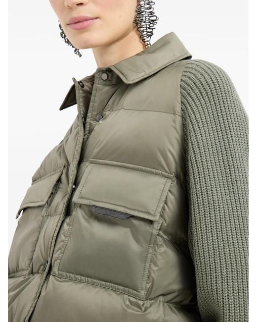 Brunello Cucinelli Green Nylon Short Down Jacket