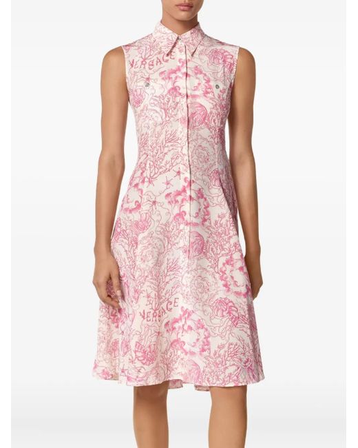 Vestido camisero midi Underwater Barocco Versace de color Pink