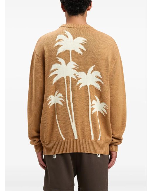 Palm Angels Gebreide Trui Met Palmbomen in het Brown voor heren