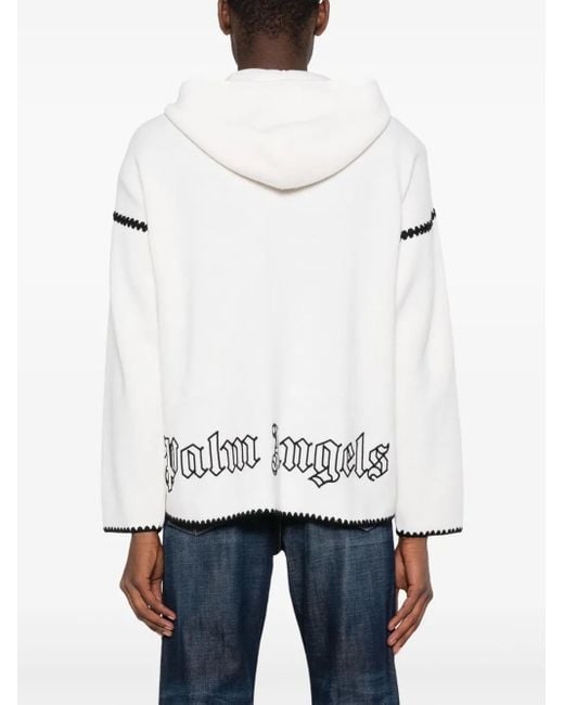 Palm Angels Hoodie Met Geborduurd Monogram En Rits in het White voor heren