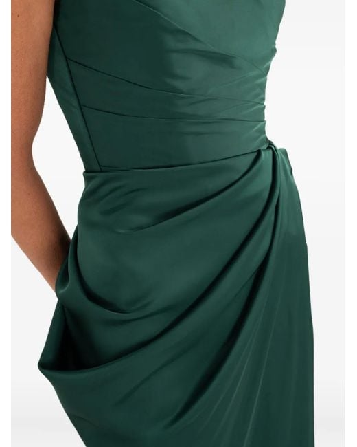 Ana Radu Green Ruched-Detailed Strapless Maxi Dress