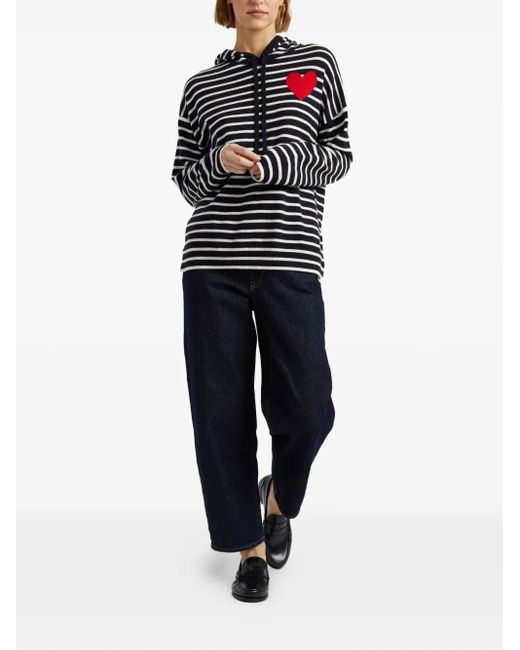 Chinti & Parker Blue Breton Heart Striped Hoodie