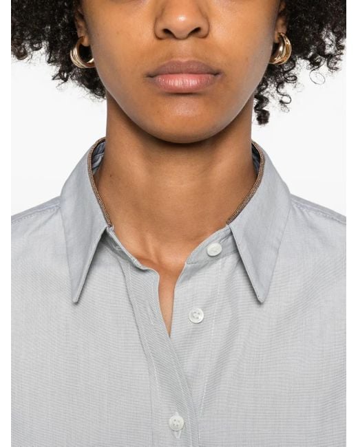 Camisa a rayas diplomáticas Brunello Cucinelli de color White