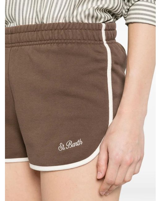 Mc2 Saint Barth Brown Francine Light Logo-Embroidered Shorts