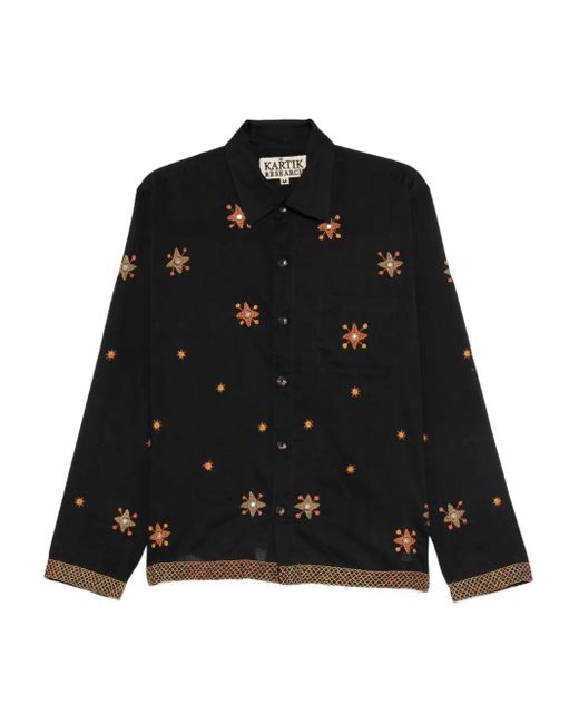 Kartik Research Black Star-Embroidered Shirt for men
