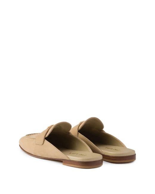 Prada White Mules En Nubuck