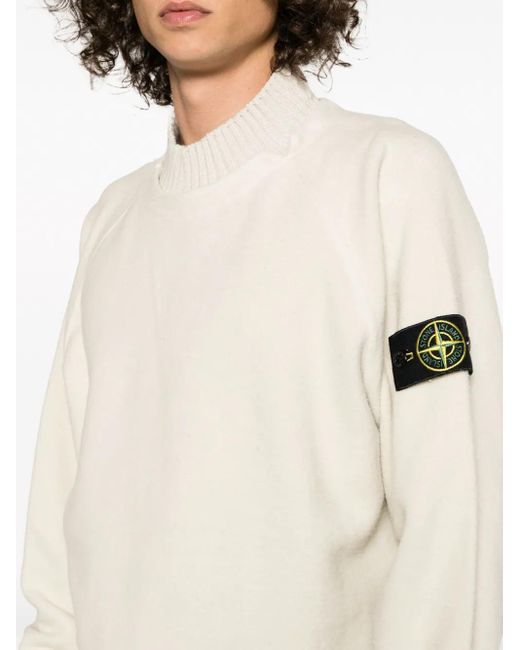 メンズ Stone Island コンパスパッチ プルオーバー White