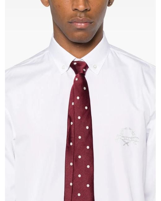 Moschino White Embroidered-Logo Shirt for men