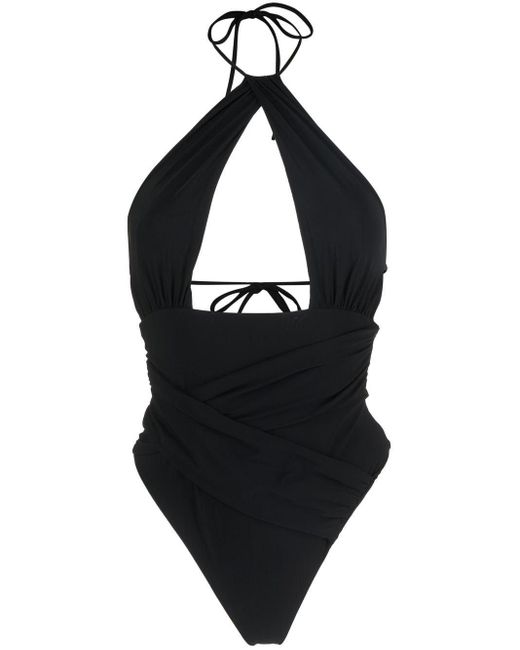 Nensi Dojaka Cut-out Halterneck Swimsuit in Black | Lyst UK