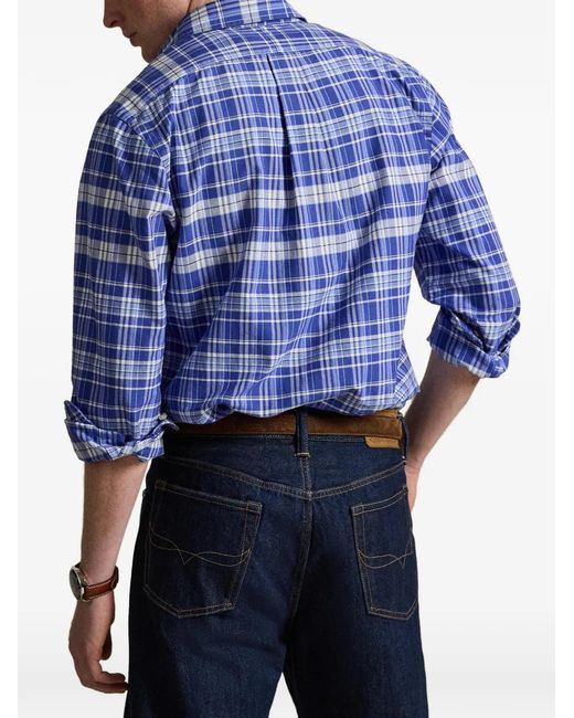 Polo Ralph Lauren Blue Plaid Oxford Shirt for men