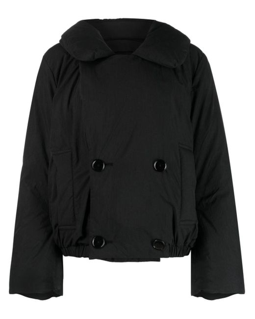 Lemaire Black Down Jacket With Wide Lapels