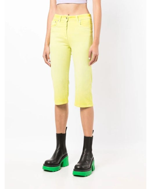 MSGM Yellow Mid-Rise Cropped Trousers