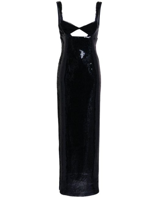 Galvan Black Liquid Twist Sequinned Dress