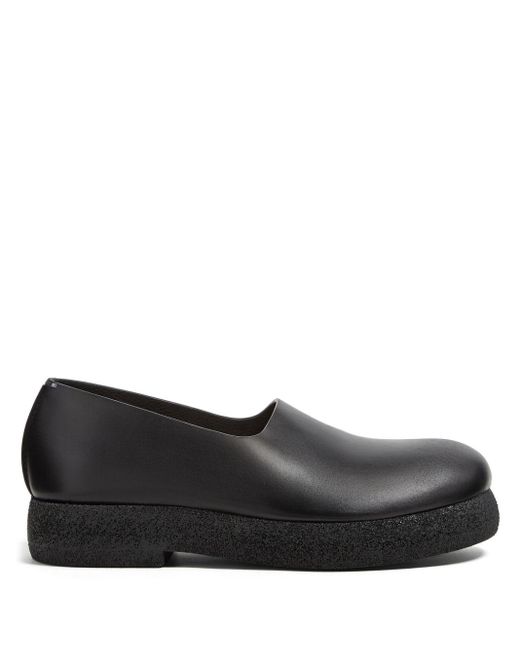 Zegna Black Slip-on Leather Loafers for men