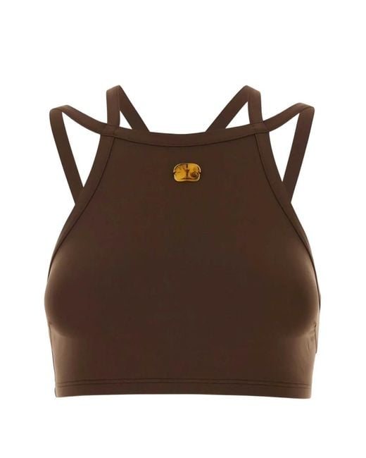 Blazé Milano Brown Neely Logo-Plaque Bikini Top