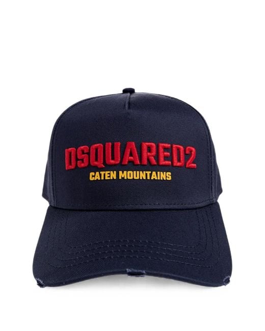 DSquared² Blue Logo-Embroidered Distressed Baseball Cap for men