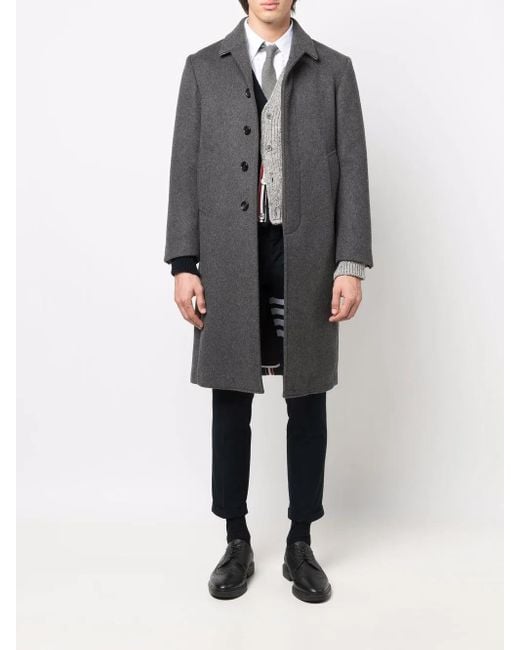 Thom Browne Gray Single-Breasted Coat for men