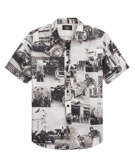 RRL Katoenen Overhemd Met Print in het Gray voor heren