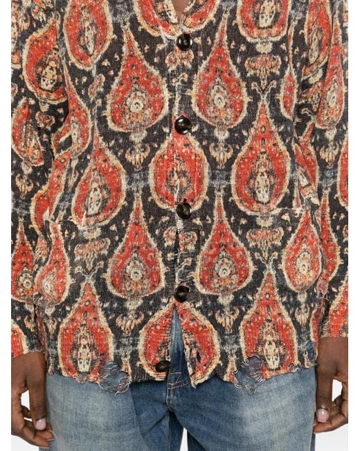 R13 Black Paisley Distressed Cardigan