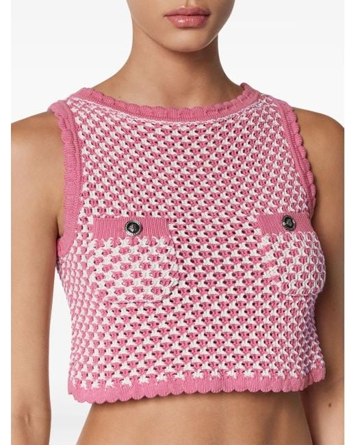 Versace クロップド ニットトップ Pink