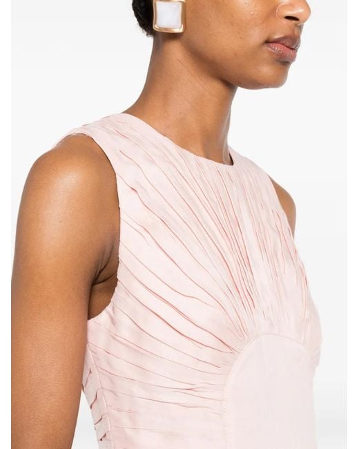 Aje. Pink Medea Pintucked Sleeveless Dress