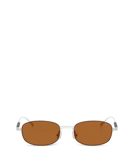 Brunello Cucinelli White Carlito B Oval-Frame Sunglasses