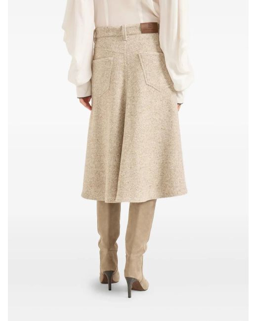 Brunello Cucinelli Natural Five-Pocket Midi Skirt